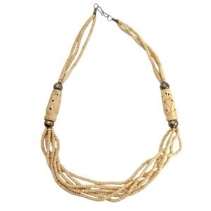 Vintage Hand Carved Multi-strand Elephant Necklace